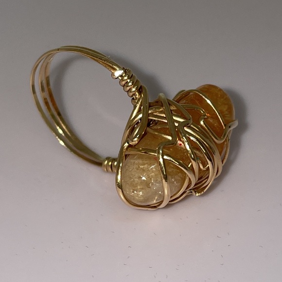 Custom Made Yellow Gold filled wire wrapped Citrine Gemstone Ring - Picture 16 of 16